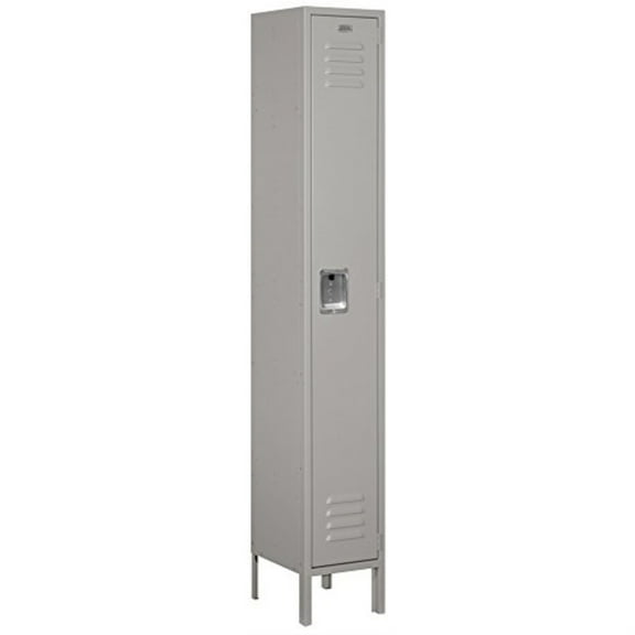 12" Wide Single Tier Standard Metal Locker - 1 Wide - 6 Feet High - 12 Inches Deep - Gray - Assembled