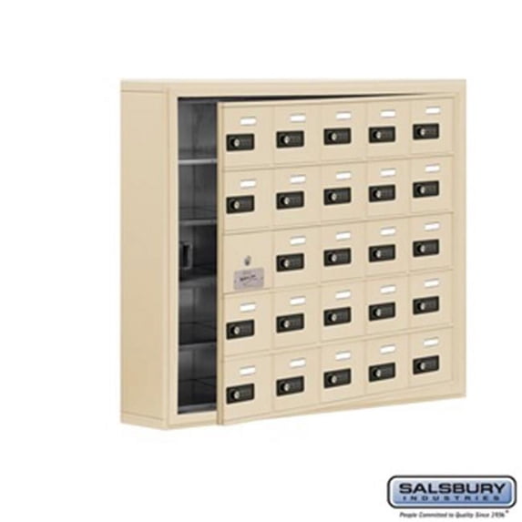 SalsburyIndustries 19155-25SSC Cell Phone Storage Locker With Front Access Panel - 5 Door High Unit, Sandstone