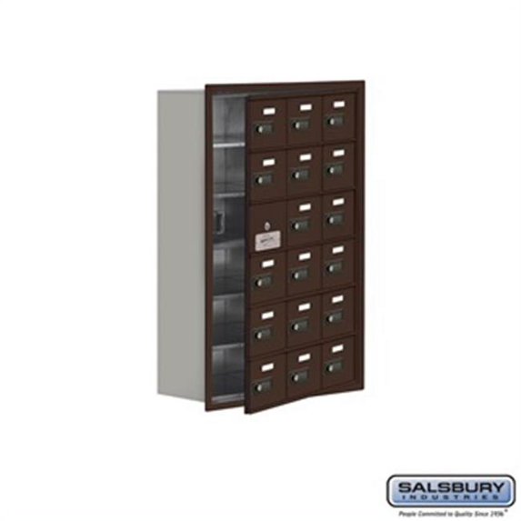 SalsburyIndustries 19168-18ZRC Cell Phone Storage Locker With Front Access Panel - 6 Door High Unit, Bronze