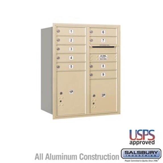 SalsburyIndustries 3710DA-09SRU Double Column 4C Horizontal Mailbox Rear Loading 9 Mb1 Doors, Sandstone