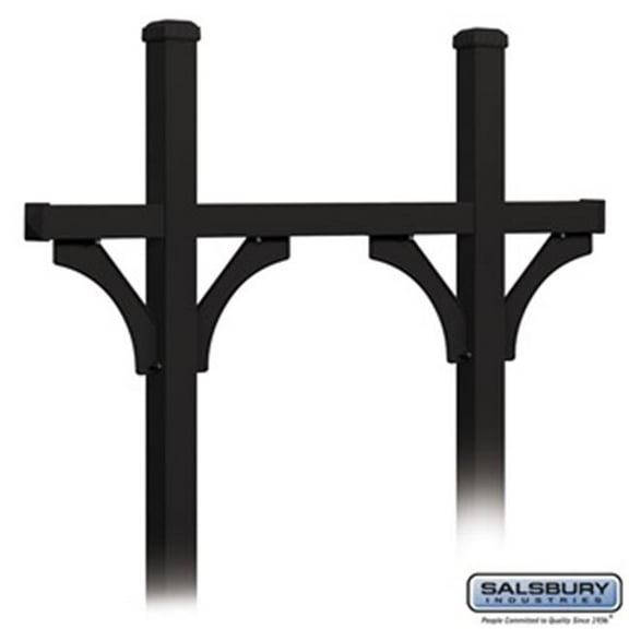 SalsburyIndustries 4875BLK Deluxe Mailbox Post Bridge Style For 5 Mailboxes - Black