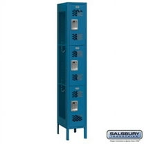 SalsburyIndustries 73162BL-U 1 Wide Triple Tier Vented Metal Locker, 12 in. Unassembled - Blue