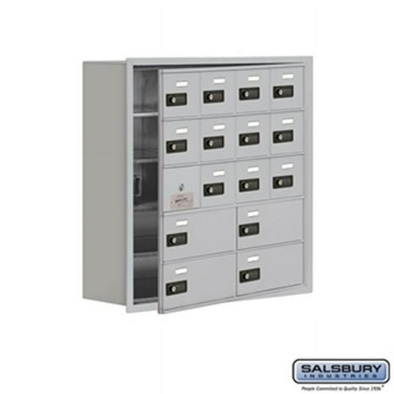 salsburyindustries 19158-16arc cell phone storage locker with front access panel - 5 door high unit, aluminum