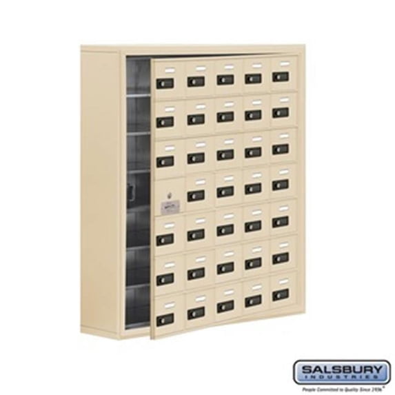 SalsburyIndustries Cell Phone Storage Locker With Front Access Panel - Sandstone - 7 Door High Unit