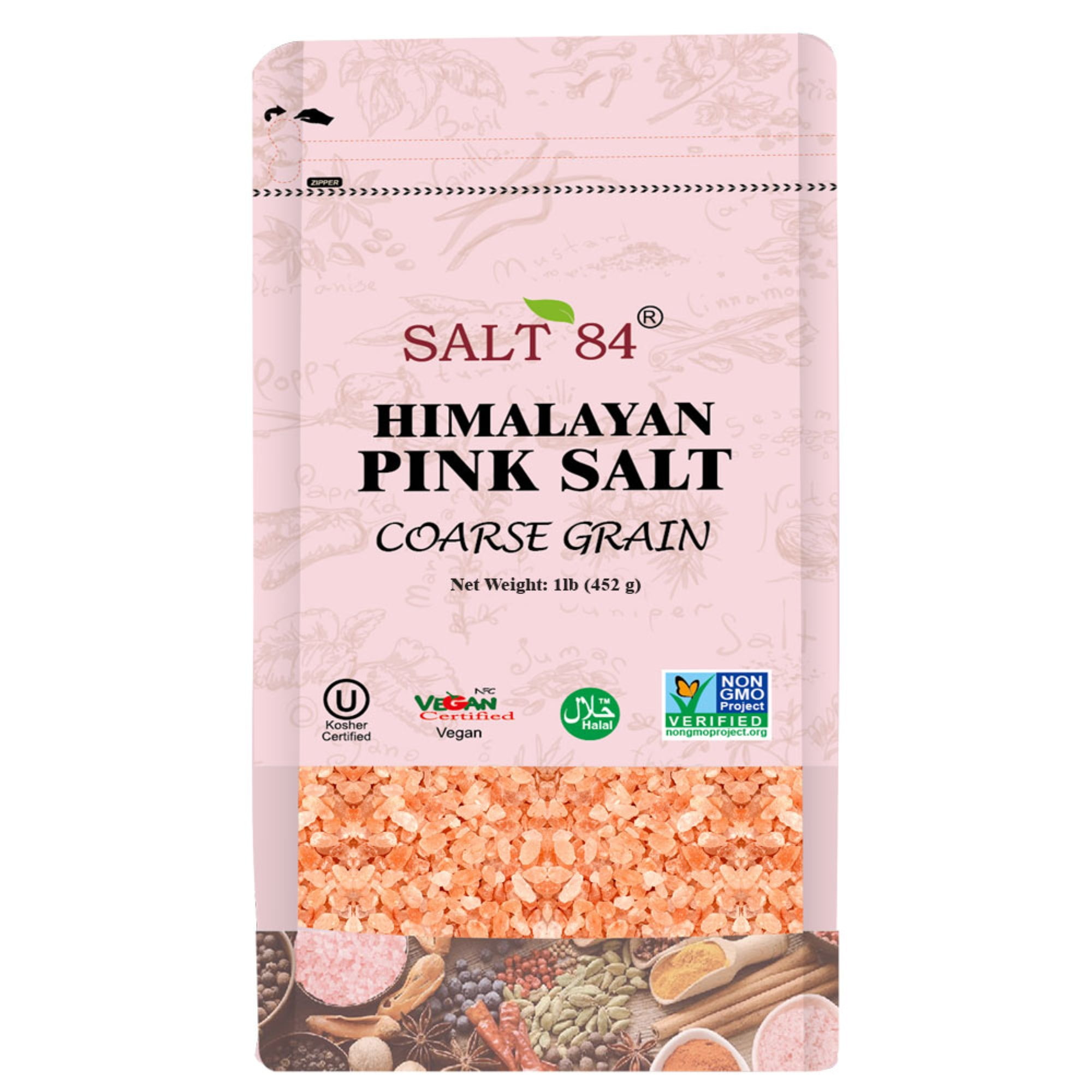 Salt 84 100% Natural Pink Salt Coarse Grains Bag, 1 lbs