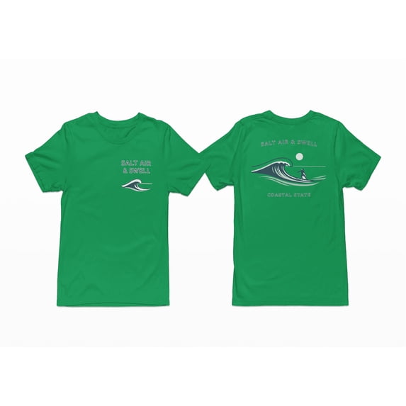 Salt Air & Swell Coastal Surf Graphic T-Shirt for Men & Women, Retro Beach Wave Short Sleeve Tee, Surfing Lifestyle Shirt