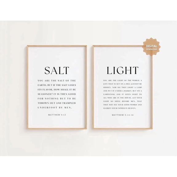 Salt And Light Scripture Bible Verse Print Christian Wall Art Decoration Home Decor Office Wall Art Set 2 Set 2