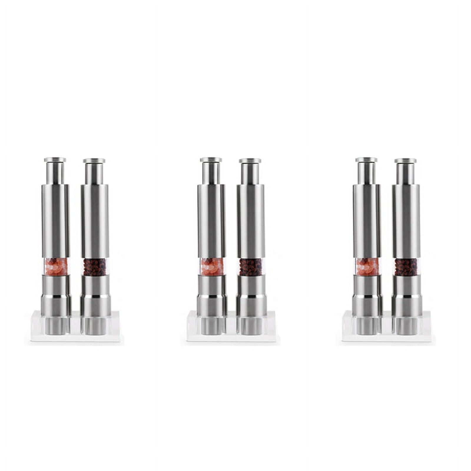 Salt And Pepper Grinder 6, Pepper Stainless Steel Salt Shaker -Button Manual Glass Salt And Pepper Set