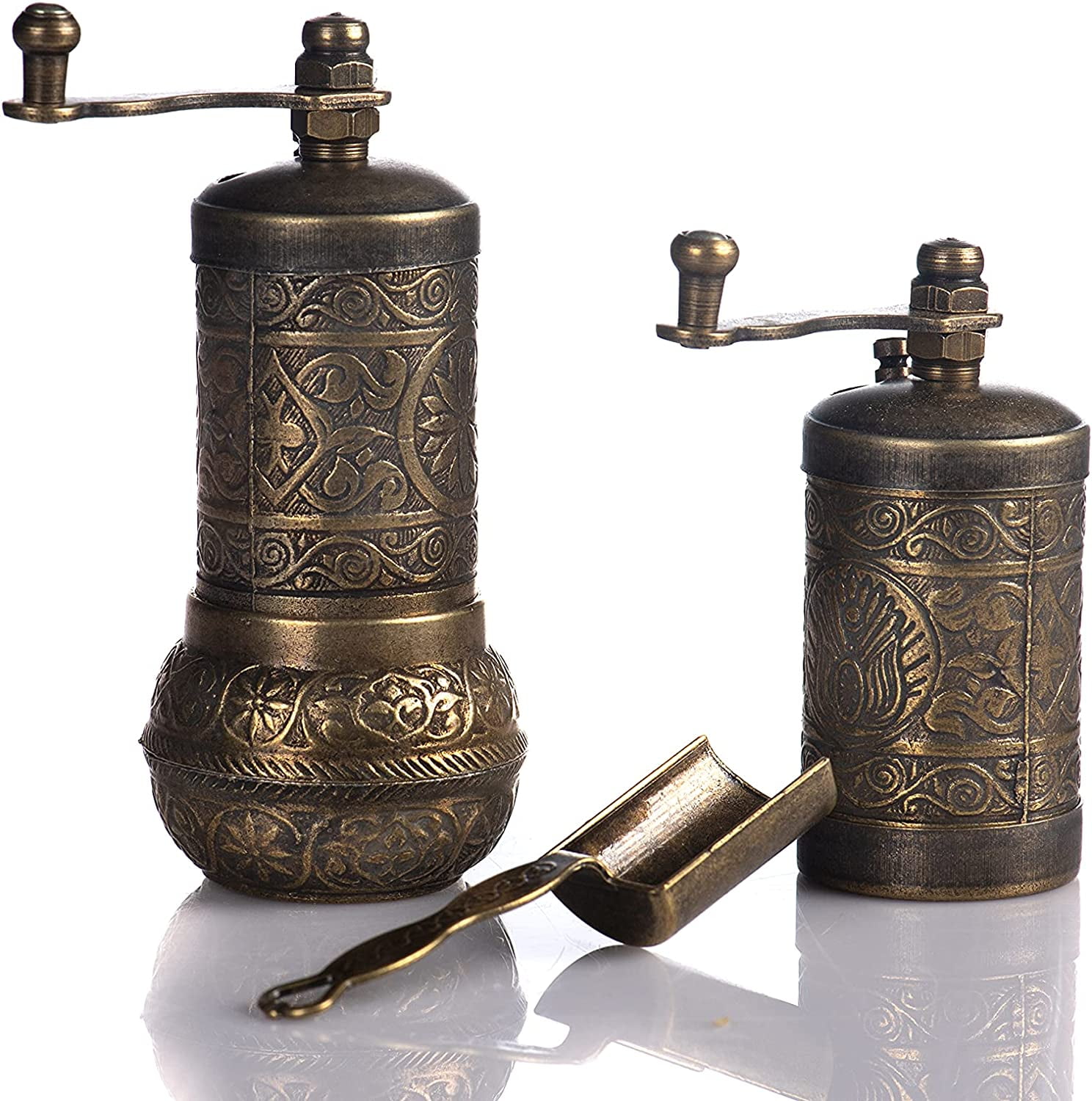 Set of 3, Traditional Turkish Coffee Grinders, Pepper Mill, Spice Grinder,  Brass Mill, Manual Coffee Grinder, Manual Pepper Grinder 