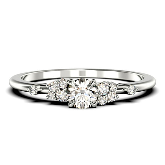 Salt And Pepper Minimalist 0.75 Carat Round Cut Diamond Moissanite Engagement Ring, Dainty Wedding Ring in 10k Solid White Gold, Gift For Her, Promise Ring, Anniversary Ring