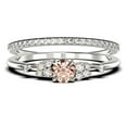 thumbnail image 1 of Salt And Pepper Minimalist 1.25 Carat Round Cut Morganite And Diamond Moissanite Engagement Ring, Dainty Wedding Ring in 10k Solid White Gold, Promise Ring, Anniversary Ring, Bridal Set, Matching Band, 1 of 3