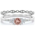 thumbnail image 1 of Salt And Pepper Minimalist 1.25 Carat Round Cut Morganite And Diamond Moissanite Engagement Ring, Dainty Wedding Ring in 10k Solid White Gold, Promise Ring, Anniversary Ring, Bridal Set, Matching Band, 1 of 3