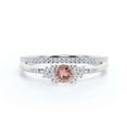 thumbnail image 1 of Salt And Pepper Minimalist 1.25 Carat Round Cut Morganite And Diamond Moissanite Engagement Ring, Dainty Wedding Ring in 10k Solid White Gold, Promise Ring, Anniversary Ring, Bridal Set, Matching Band, 1 of 3
