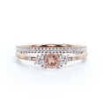 thumbnail image 1 of Salt And Pepper Minimalist 1.25 Carat Round Cut Morganite And Diamond Moissanite Engagement Ring, Dainty Wedding Ring In 10K Solid Rose Gold, Promise Ring, Anniversary Ring, Bridal Set, Matching Band, 1 of 3