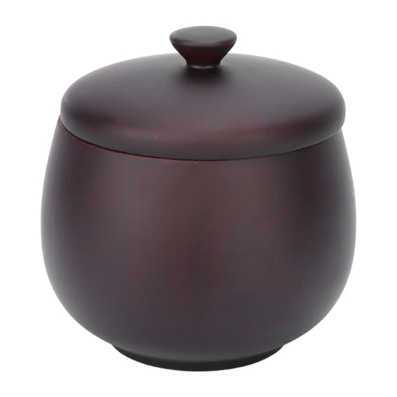 Salt Box Solid Wood Seasonings Storage Container with Lid, Kitchen Sugar Bowl Round Spice Cellar for Salt Sugar PepperBlack