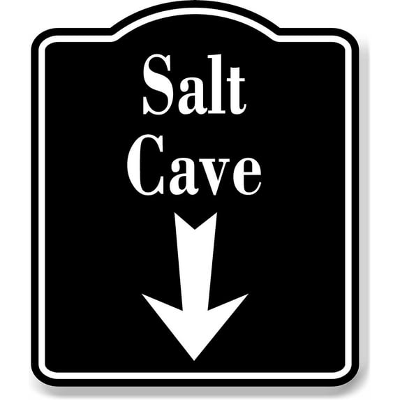 Salt Cave Down Arrow BLACK Aluminum Composite Sign, 15"x18"