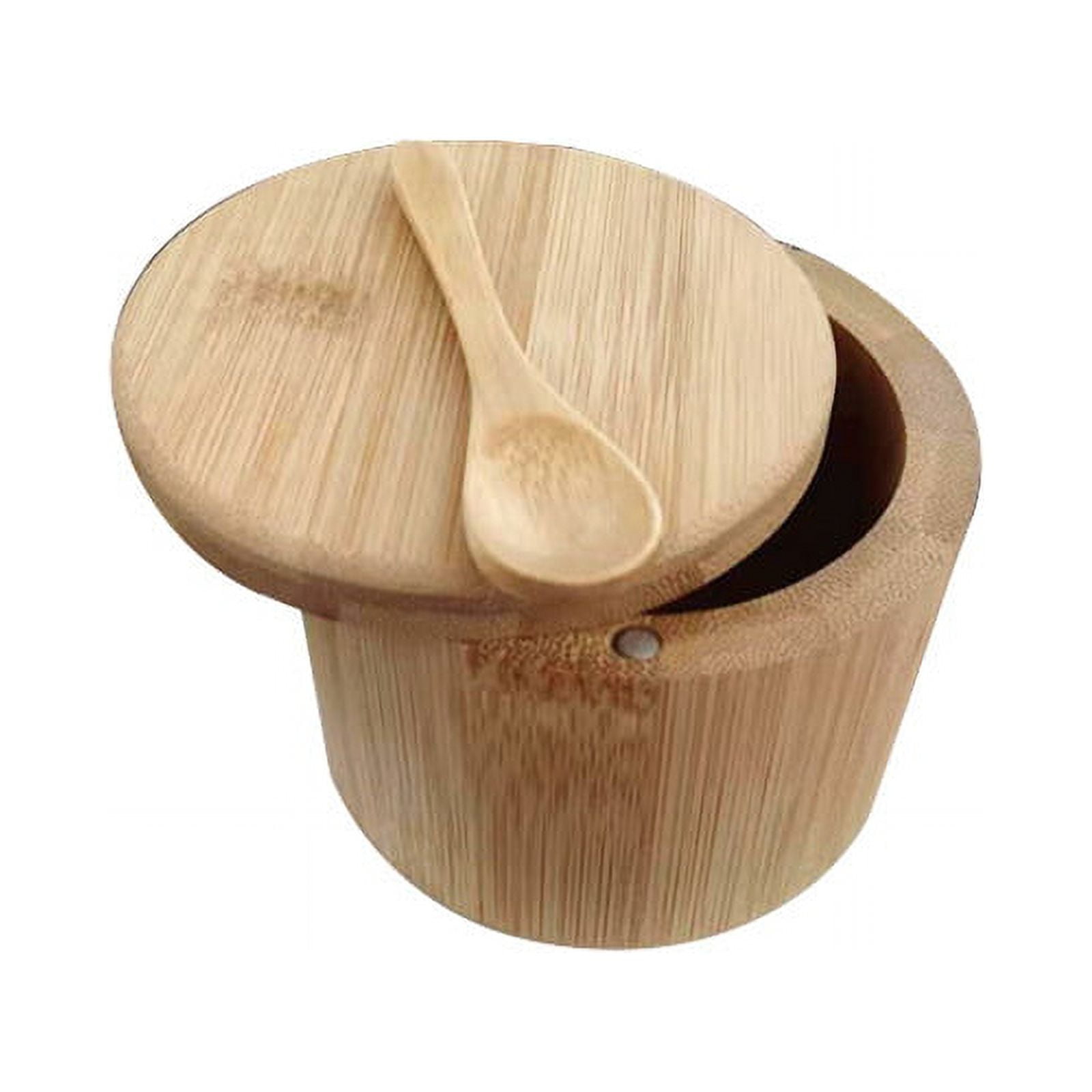 Salt Cellar, Bamboo Salt Box, Salt Container With Spoon, Salt Holder