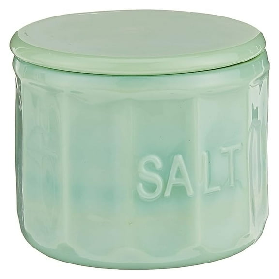 Salt Cellar with Lid, 3.75" x 3.75" x 3.125", Green