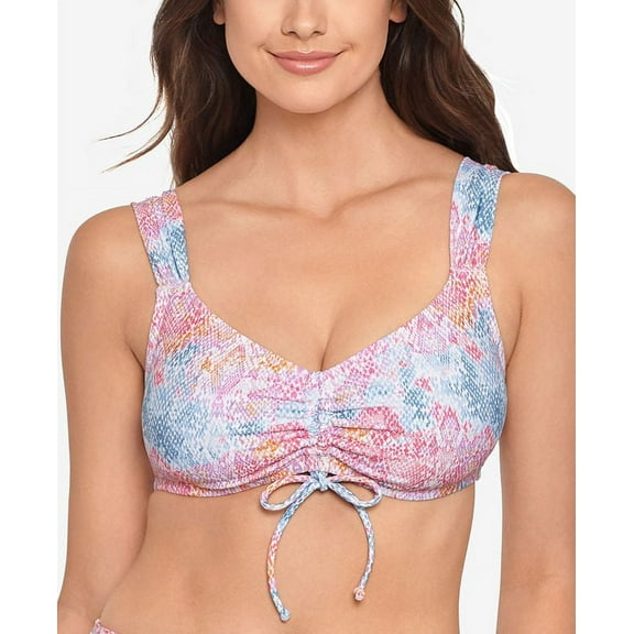 Salt   Cove Junior's Electric Snake Sash Strap Bikini Top Swimsuit Blue Size X-Small