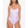 thumbnail image 1 of Salt + Cove Junior's Electric Snake Side Laced One Piece Swimsuit Pink Size X-Small, 1 of 3