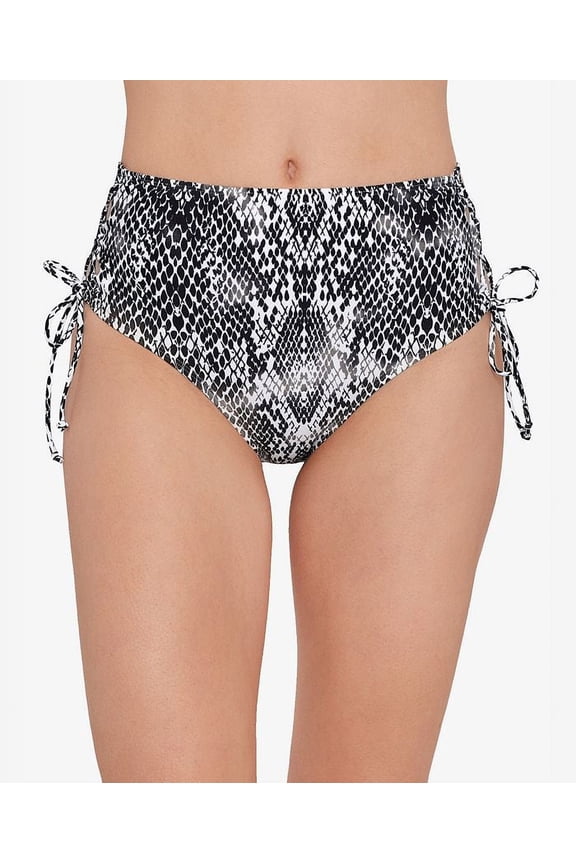 Junior's Simple Scale Lace Side Bikini Bottoms Swimsuit Black Size Medium