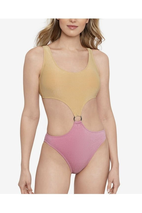 Juniors' Precious One-Piece Monokini Swimsuit Blush Pink Size S