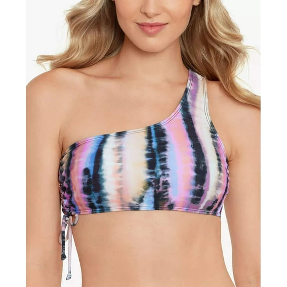 Salt   Cove Juniors' Tie-Dyed One-Shoulder Bikini Top Swimwear , Multi , XL