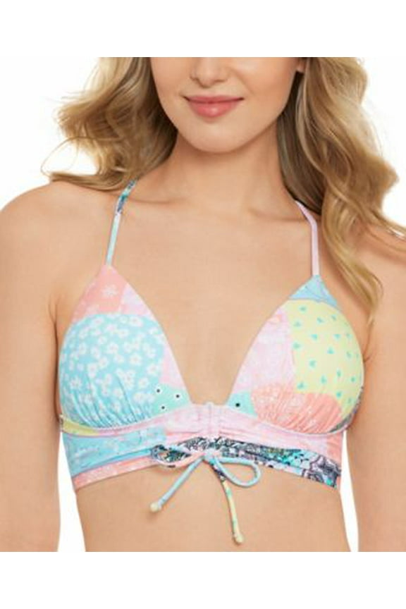 Juniors' Tunnel-Front Midkini Top Swimwear Size Large