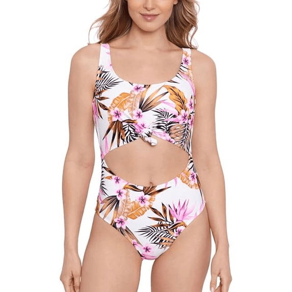 Salt + Cove MULTI Tropic Time Knot Front One Piece Swimsuit, US Small