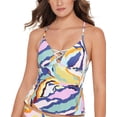 thumbnail image 1 of Salt + Cove MULTI ZEBRA Juniors' Zebra-Print Cross-Back Tankini Top, US Large, 1 of 1