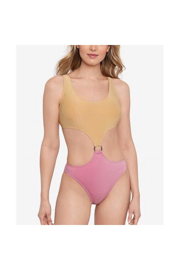 Precious Metals Cut Out Monokini Swimsuit, Blush Pink, Medium