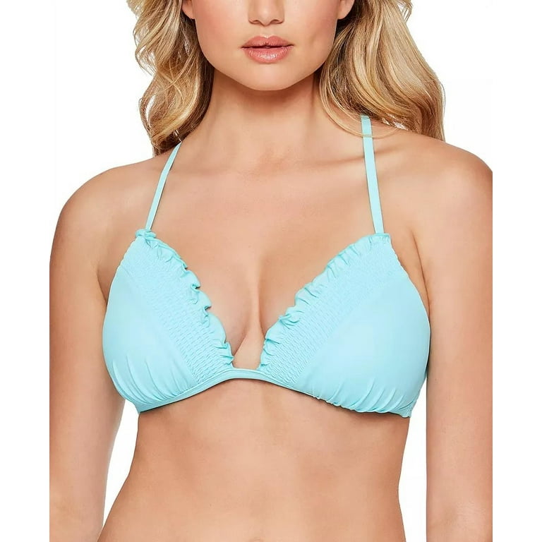 Salt Cove SKY BLUE Juniors Smocked Triangle Bikini Swim Top US Small