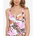thumbnail image 1 of Salt + Cove Tropic Time Printed V-wire Tankini Top In White Multi - L, 1 of 3