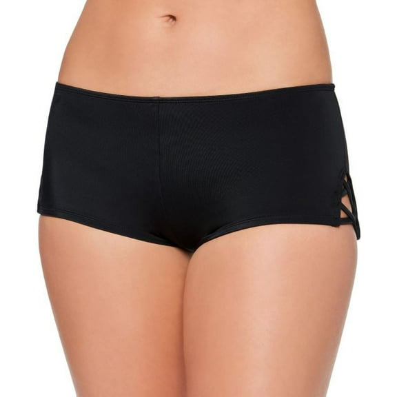 Salt   Cove Women's Black Juniors Strappy Side Swim Shorts, Small