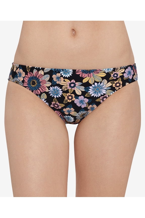 Women's In Full Bloom Ruched-Back Hipster Bottoms Black Multi Size L