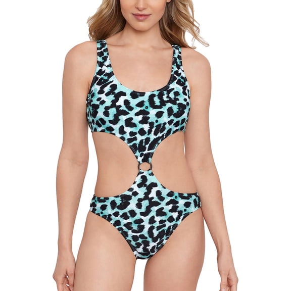 Salt   Cove Womens Printed Cut-Out One-Piece Swimsuit