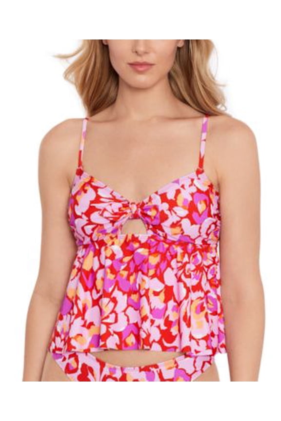 Salt Cove Womens Bow-Front Cutout Tanki Vermillion M