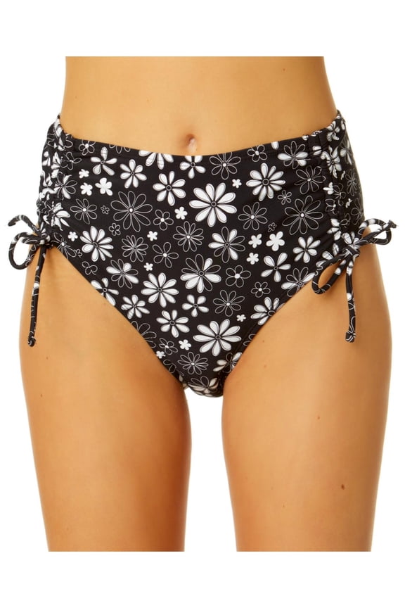 Womens Floral High-Waist Swim Bottom Separates Black L