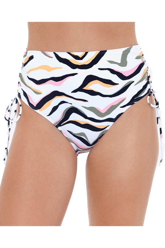 Womens Juniors High Waist Printed Swim Bottom Separates