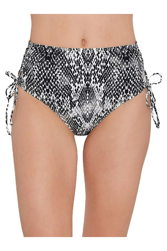 Womens Juniors Side Tie High Waist Swim Bottom Separates