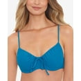 thumbnail image 1 of Juniors' Solid Underwire Bralette Bikini Top Teal Blue M, 1 of 3