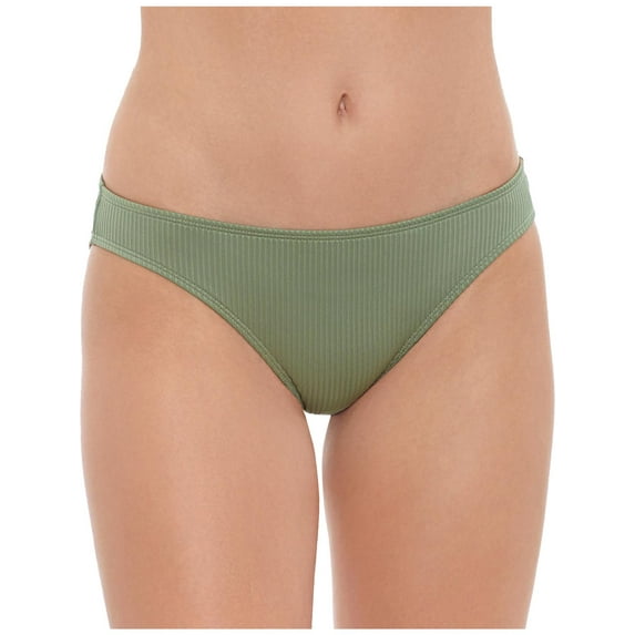 Salt + Cove Junior's Ribbed Hipster Bikini Bottoms Swimsuit Green Size Medium