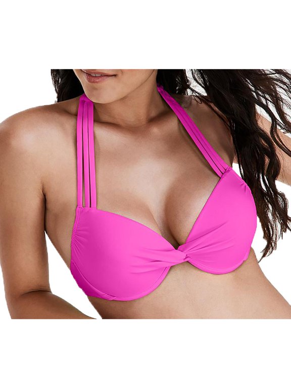 Full Coverage Spaghetti Straps Solid Print Bikini & Tankini Tops, Women's
