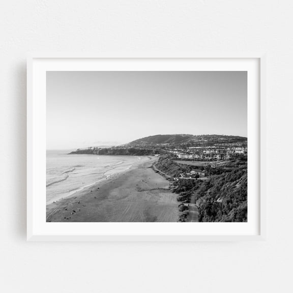 Salt Creek Beach 02 B&W - Photography Black and White Beach Coast Seascape Landscape Minimalist Ocean White Framed Wall Art Print 24 x 36 inches