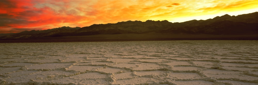 Salt Flat at sunset Death Valley California USA Canvas Art - Panoramic Images (36 x 12)