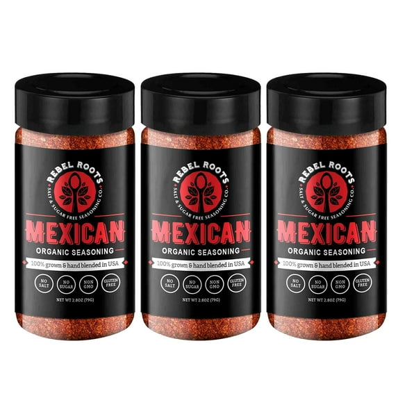 Salt Free Seasoning, Organic, No Salt Seasoning, Sugar Free Seasoning, Non-GMO Certified, Keto Seasoning, Meal Prep Seasoning, Made in USA, Mexican, 3 Pack