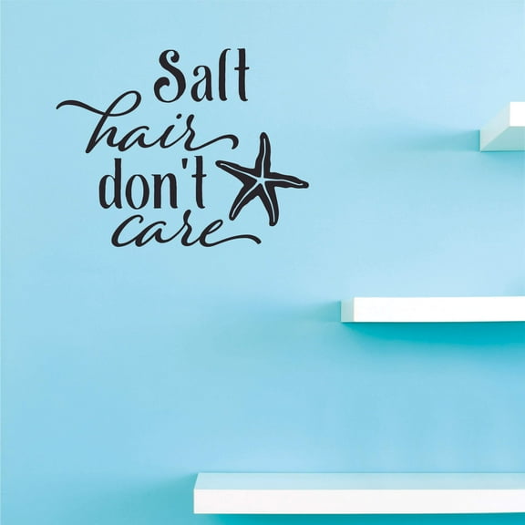 Salt Hair Don't Care Wall Art Decal for Bedroom or Living Room - DIY Vinyl Adhesive Nature Beach Buddy Lover Home Sticker Decoration 12" x 18"