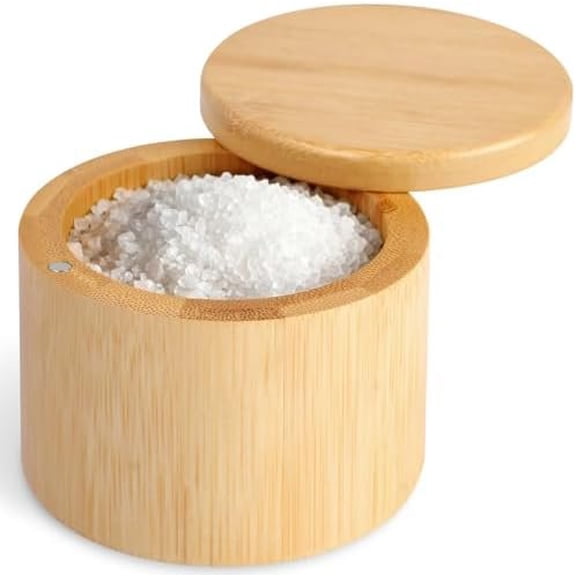 Salt Holder with Lid,  Salt Container, Salt Cellar with 360? Swivel Lid for Countertop to Store Pepper ,  Solid Salt Box Holder  Your Kitchen, 6 Oz by