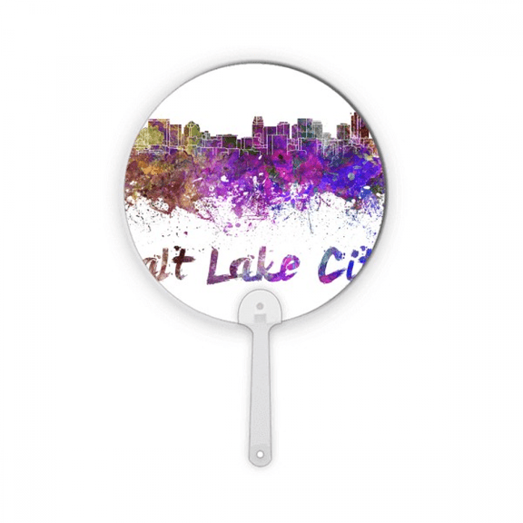 Salt Lake City America City Watercolor Plastic Round Handheld Fan Decorations Craft