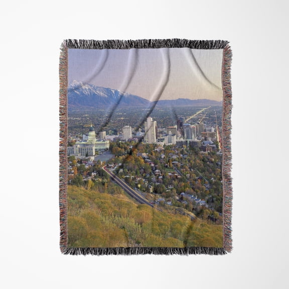 Salt Lake City And Valley, Wasatch Mountains, Utah - Us45 Ssm0147 - Scott T. Smith, Woven Blanket